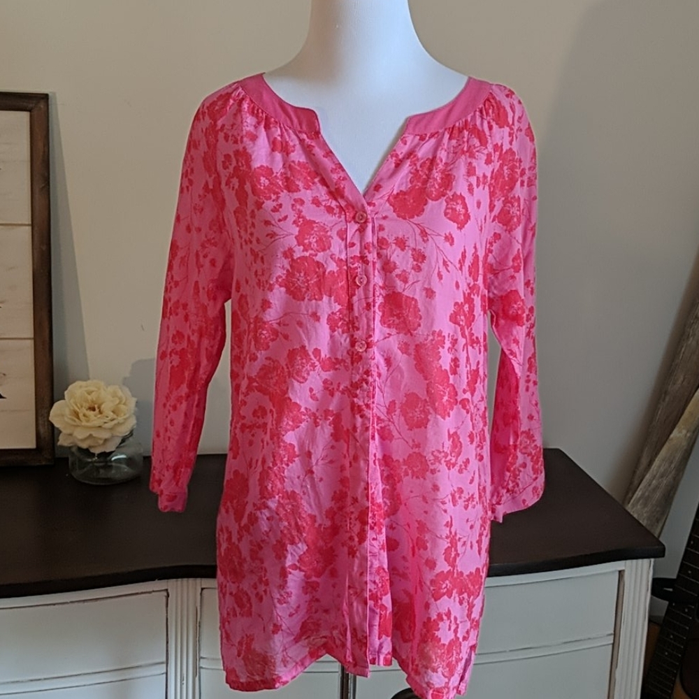 Chico's 3/4 sleeve pink blouse